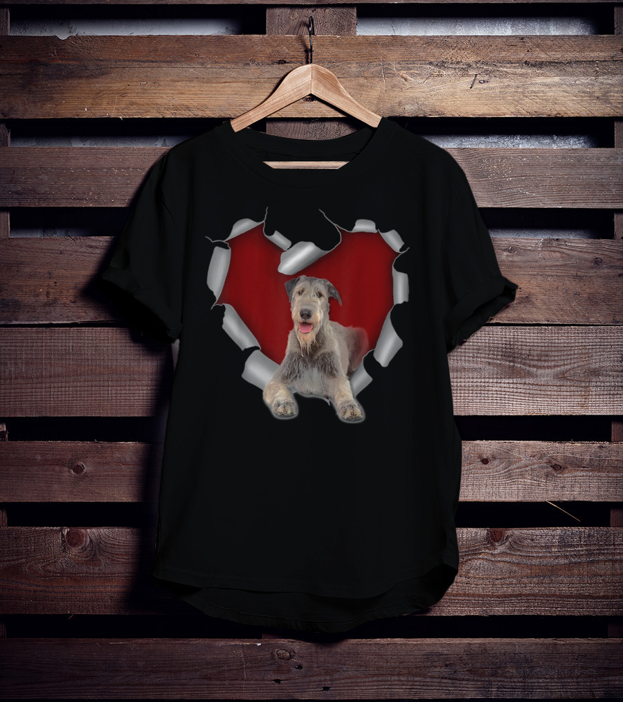 Torn Heart With Irish Wolfhound Dog Image T-Shirt