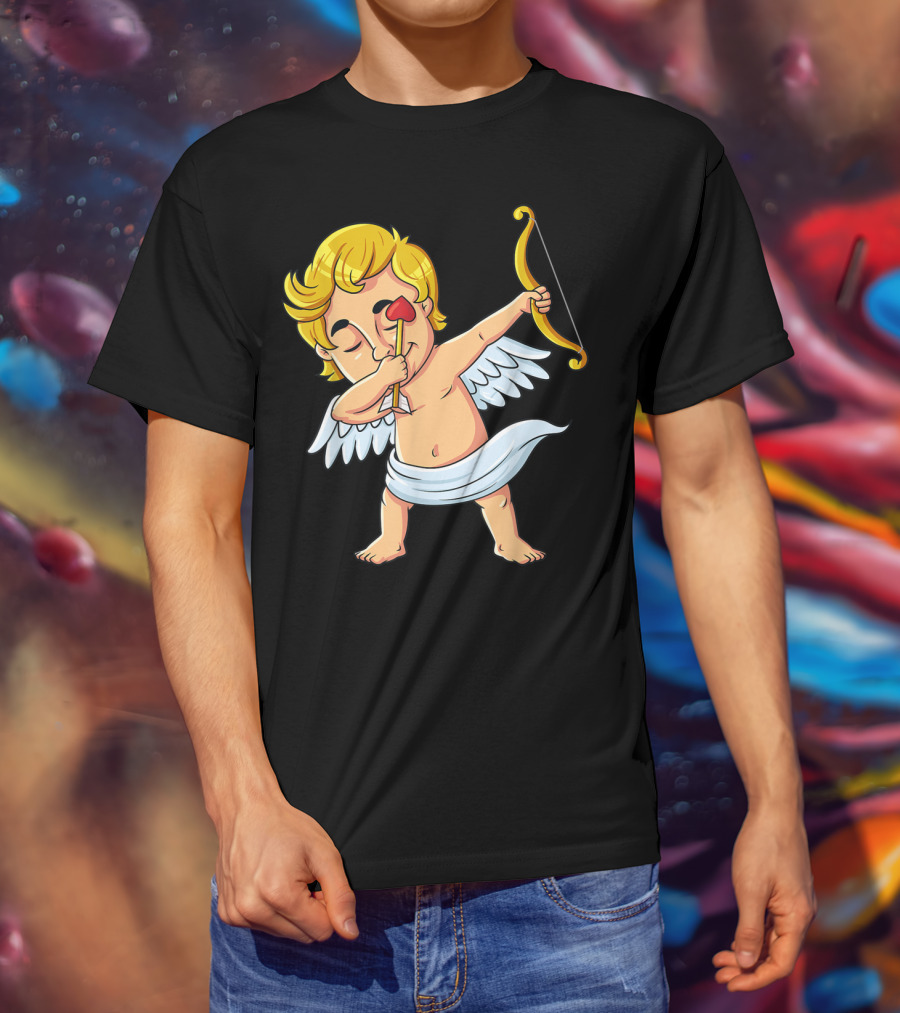 Cupid Dabbing With Heart Arrow Valentine's Day T-Shirt