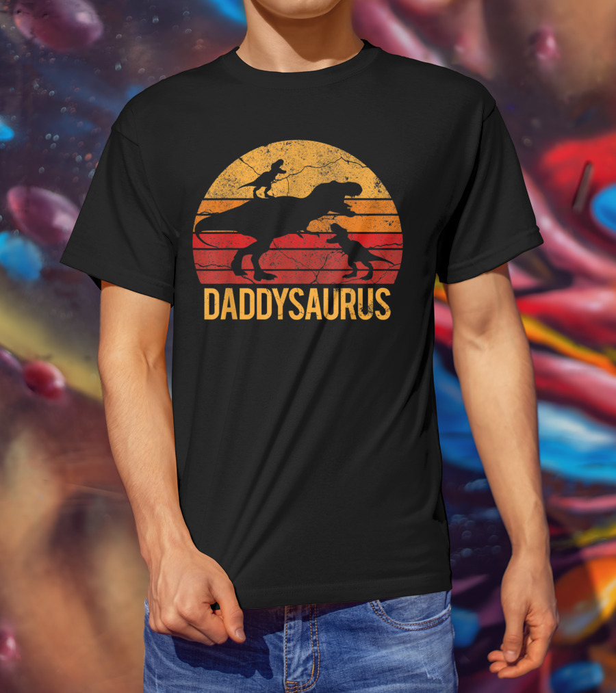 Daddysaurus Dinosaur Daddy Two 2 T-Shirt
