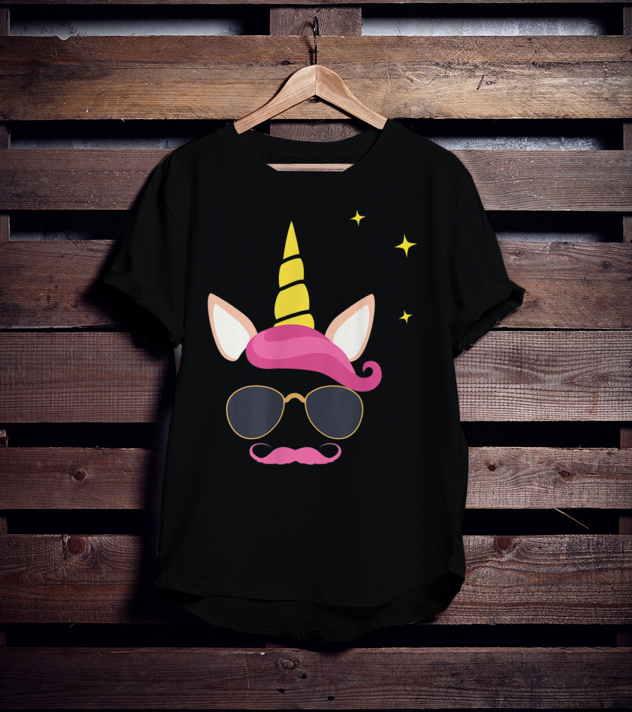 Dadicorn Best Dad Unicorn Sunglasses Mustache Fun T-Shirt