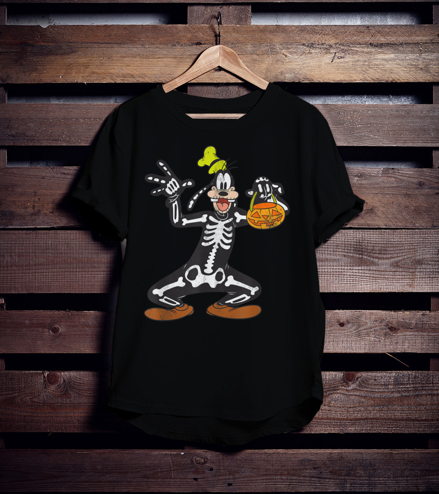 Disney Goofy Halloween Skeleton Jack-O'-Lantern T-Shirt