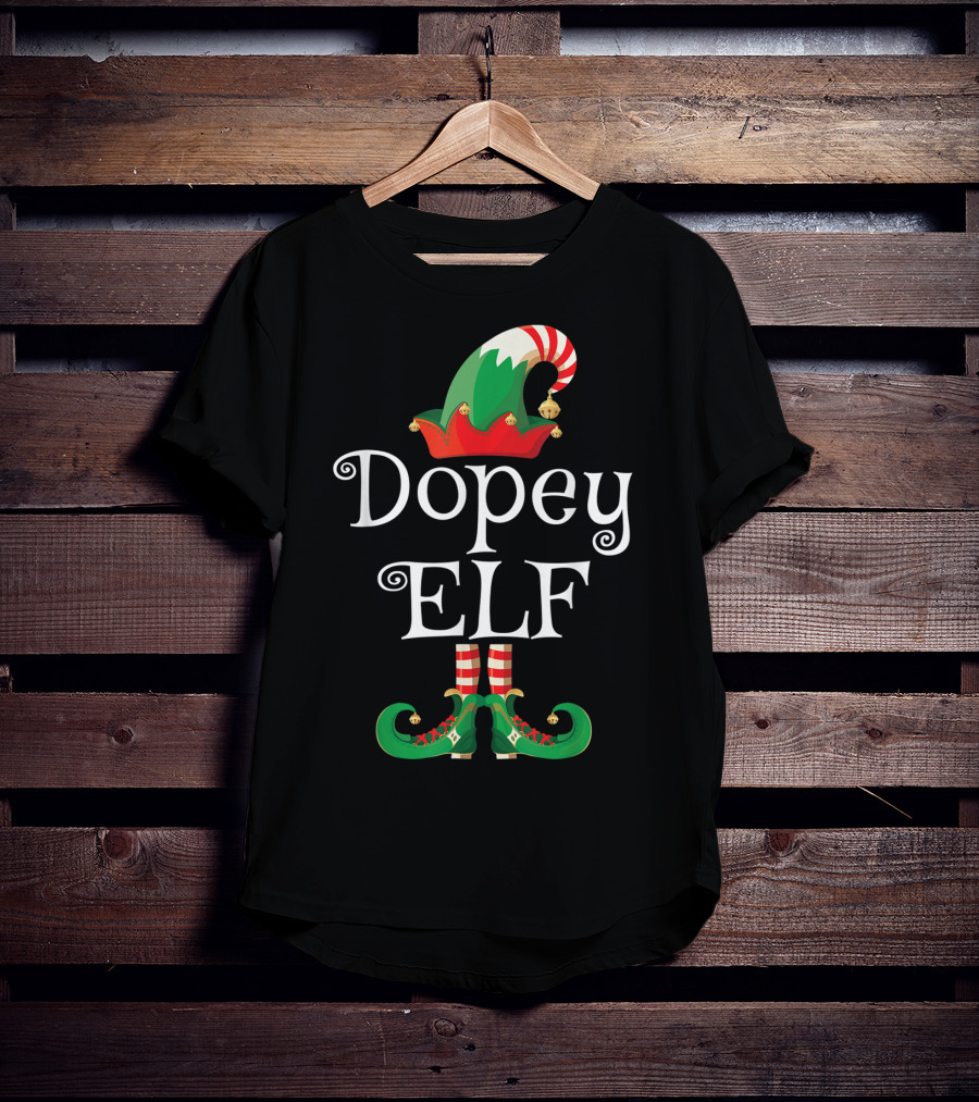 Dopey Elf Christmas Hat And Shoes T-Shirt