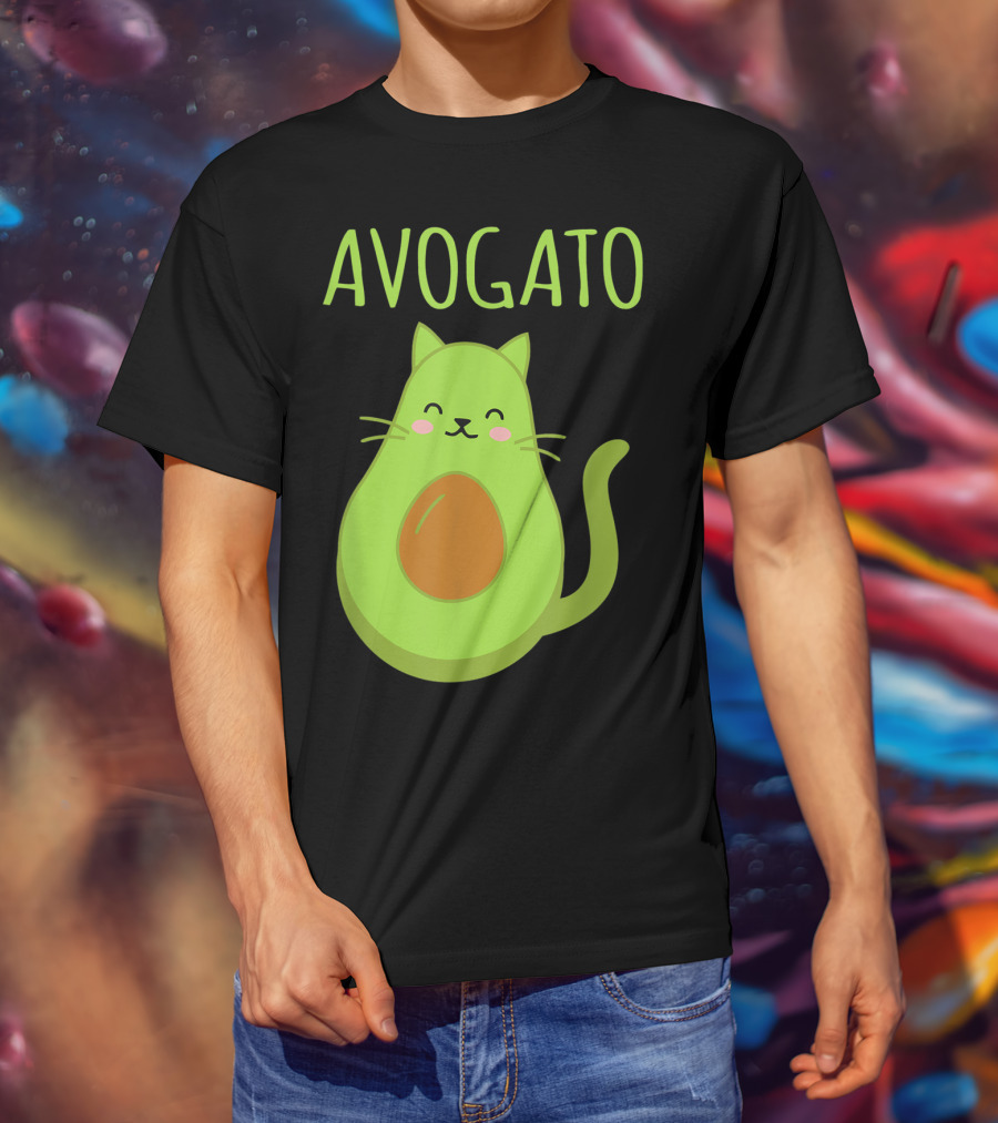 Avogato Funny Cat Avocado Kawaii T-Shirt