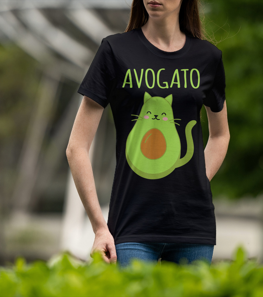 Avogato Funny Cat Avocado Kawaii T-Shirt