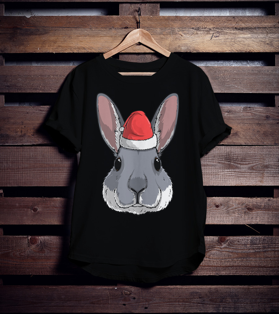 Bunny Rabbit Santa Claus Hat Christmas Xmas Festive Holiday Rabbit T-Shirt