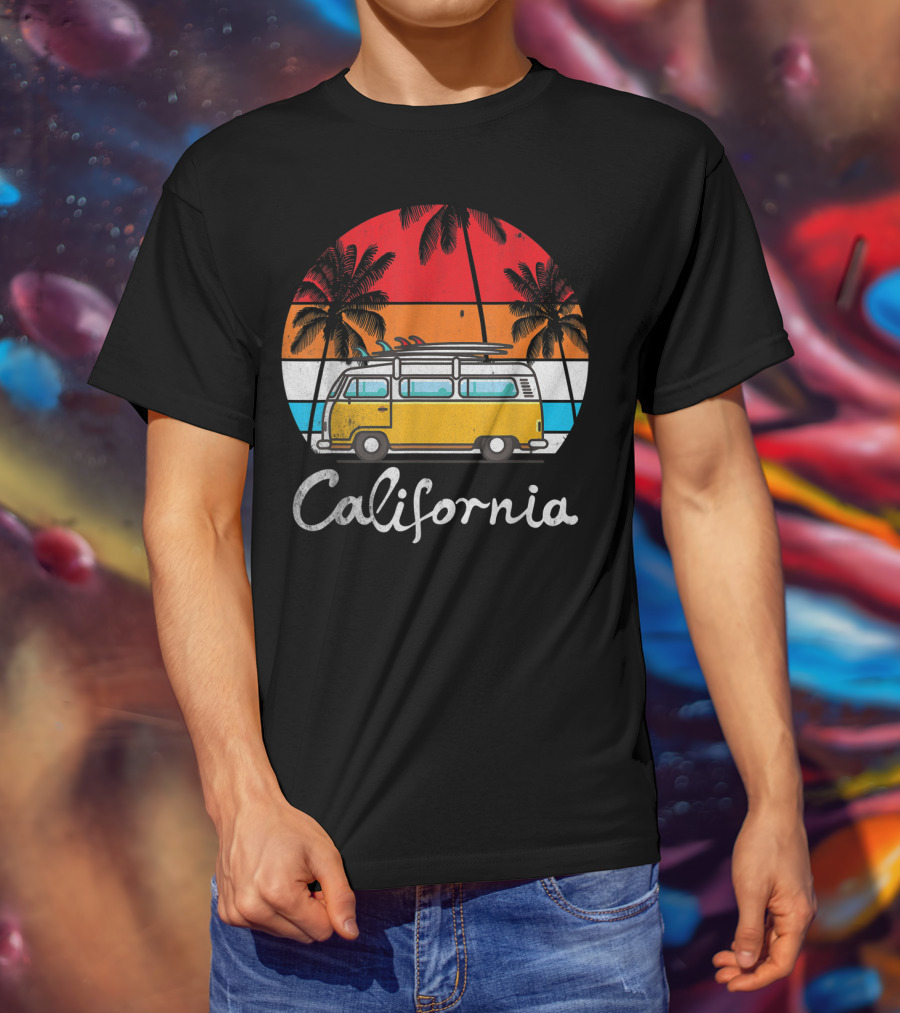 California Surf Van Vintage Sunset Retro T-Shirt