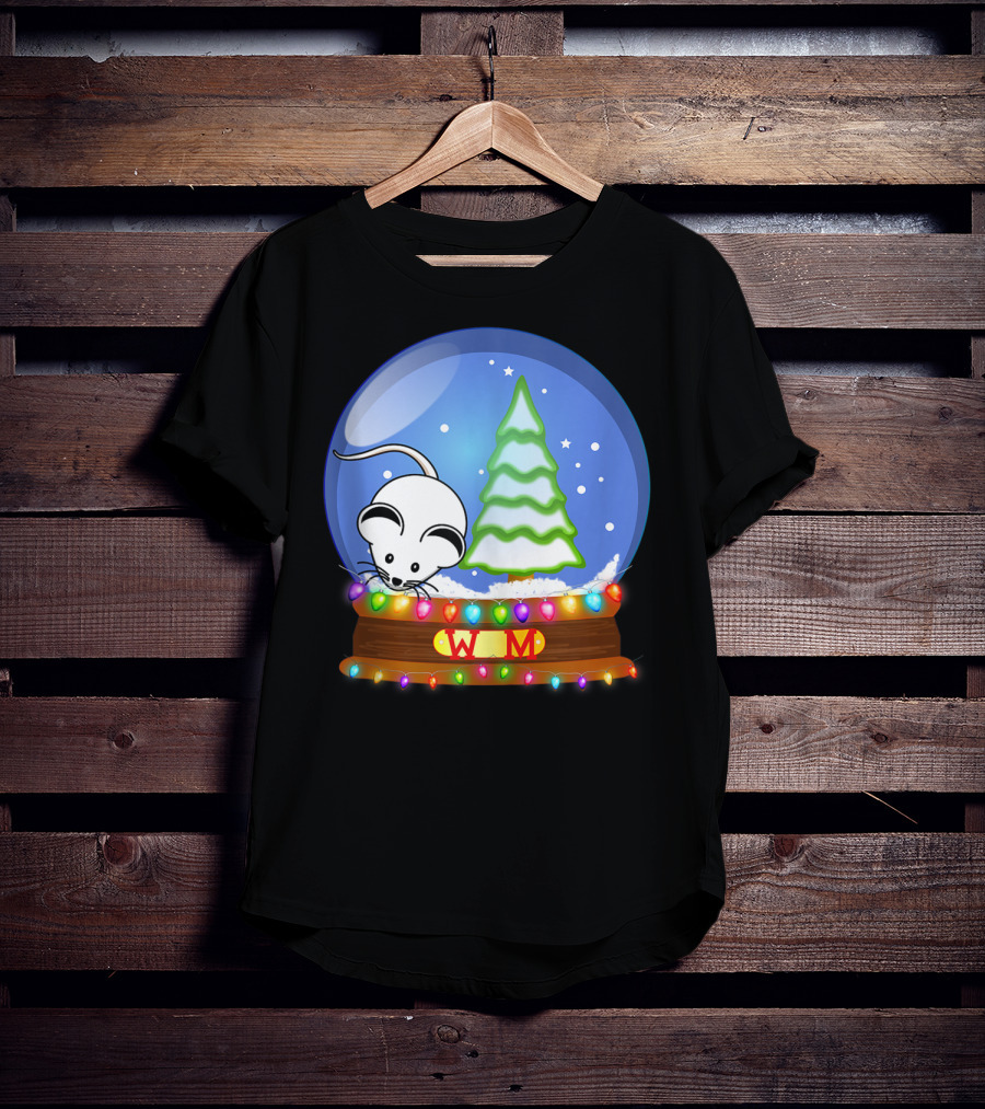 Christmas Snow Globe Santa White Mouse WM Tree T-Shirt