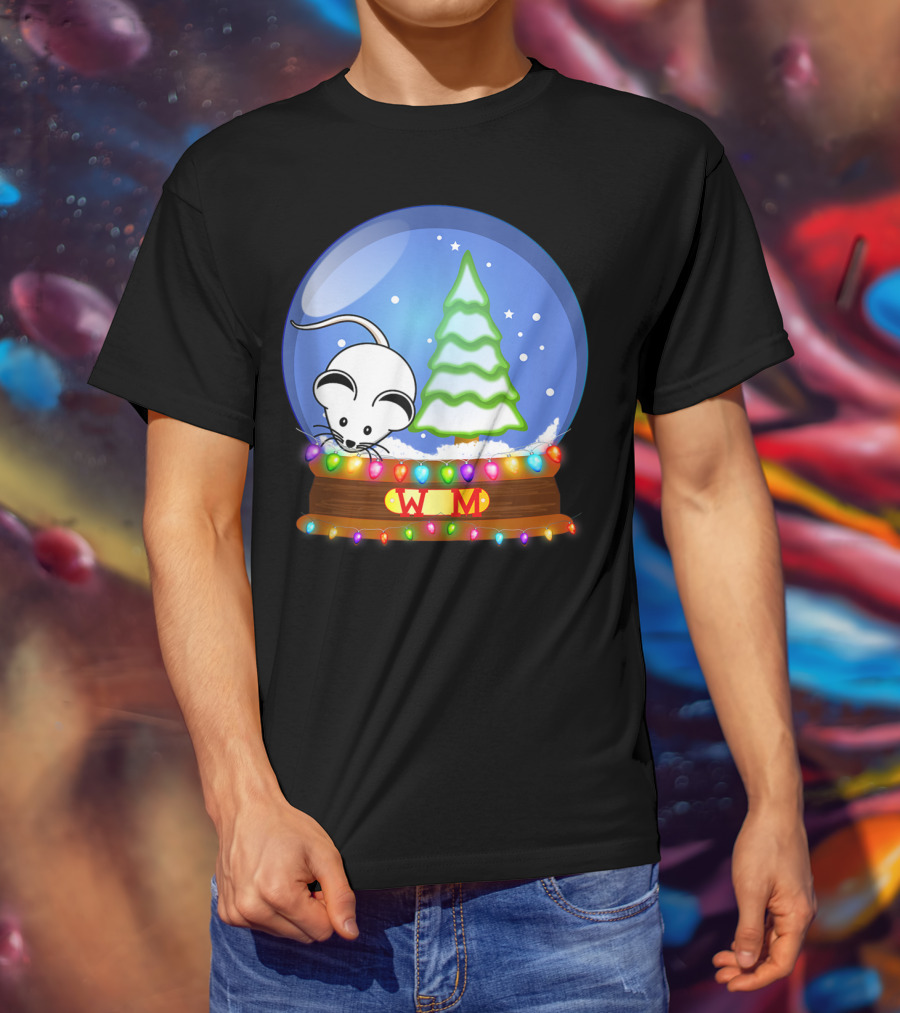 Christmas Snow Globe Santa White Mouse WM Tree T-Shirt