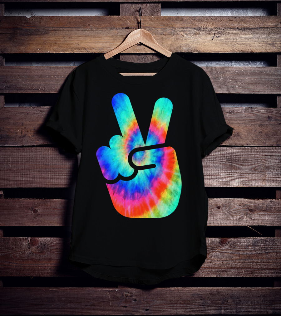 Cool Tie Dye Peace Hand T-Shirt
