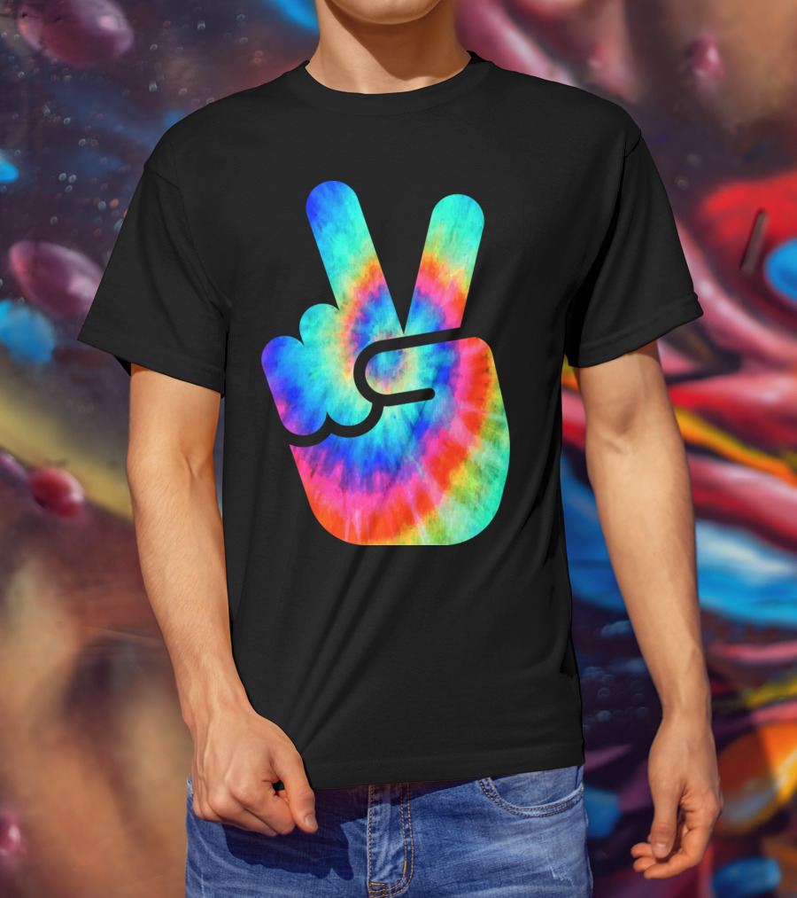 Cool Tie Dye Peace Hand T-Shirt