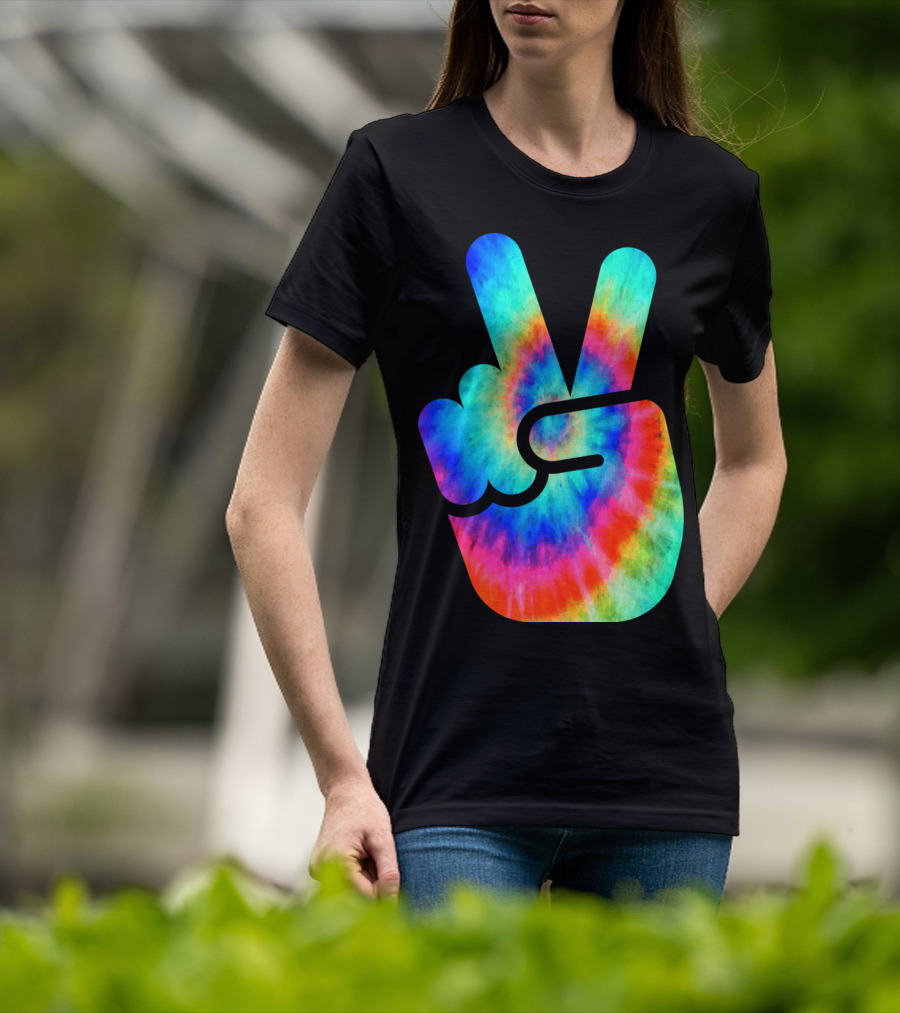 Cool Tie Dye Peace Hand T-Shirt