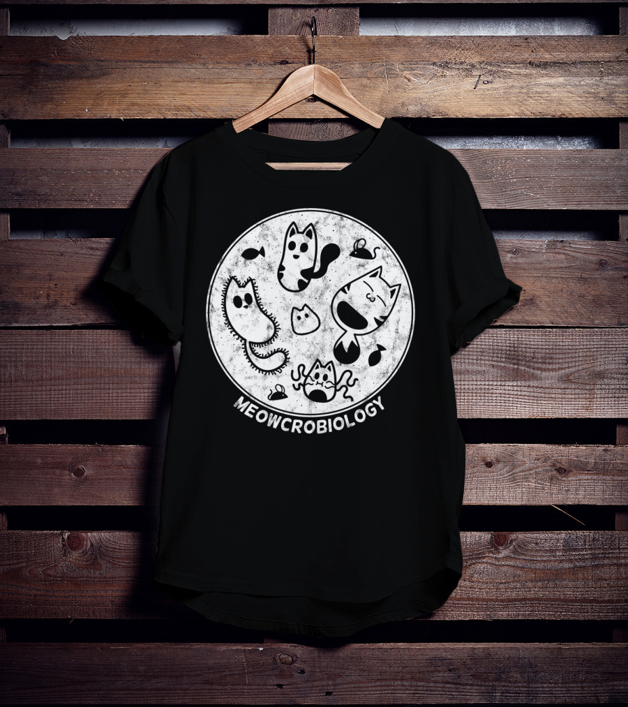 Meowcrobiology Cute Cat Pet Distressed Bacteria Microbiology T-Shirt