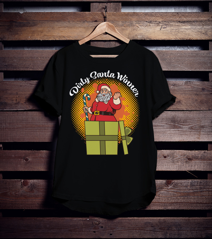 Dirty Santa Winner With Candy Cane And Christmas Gift Box T-Shirt