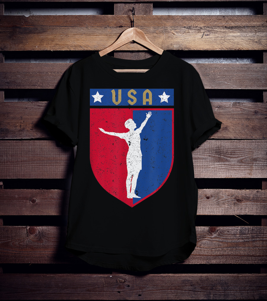USA Distressed Red White Blue Soccer Emblem T-Shirt