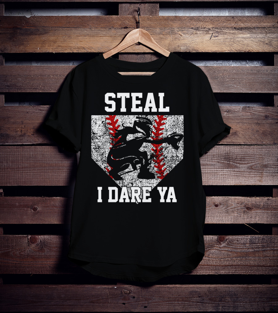 Steal I Dare Ya Girls Softball Catcher T-Shirt