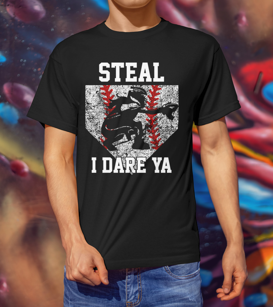 Steal I Dare Ya Girls Softball Catcher T-Shirt