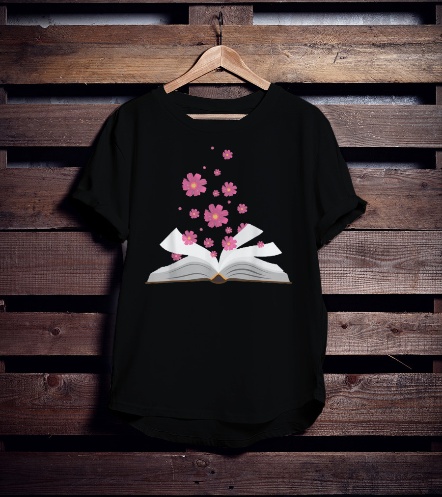 I Love The Aroma Of The Paper Reading With Blossoming Open Book And Floating Flowers T-Shirt