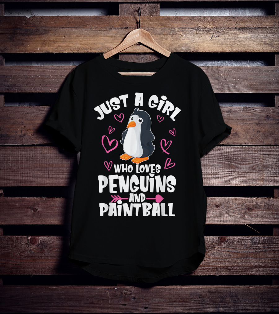 Just A Girl Who Loves Penguins And Paintball Hearts Arrow T-Shirt