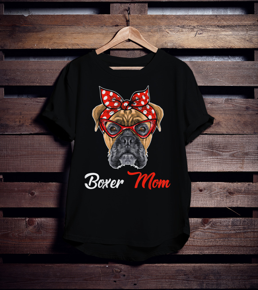Boxer Mom Bandana Glasses T-Shirt