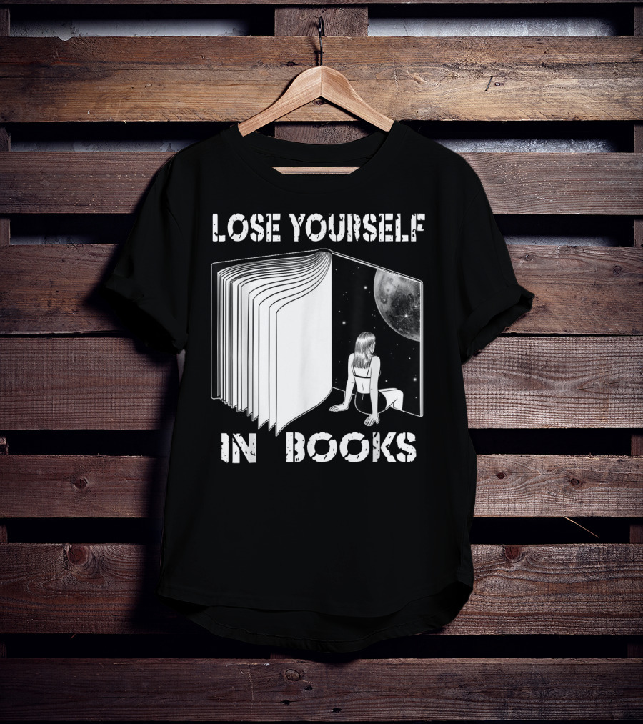 Lose Yourself In Books Reading Galaxy Escape Moon T-Shirt