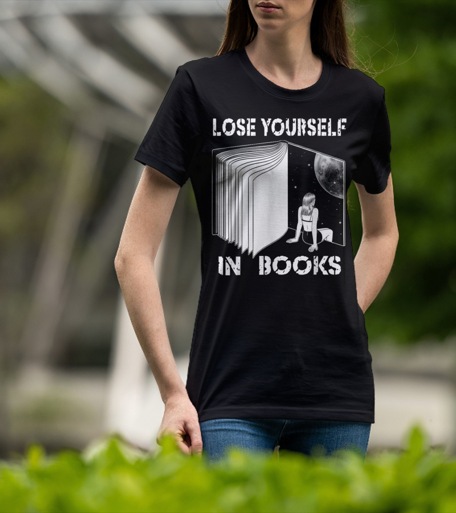 Lose Yourself In Books Reading Galaxy Escape Moon T-Shirt