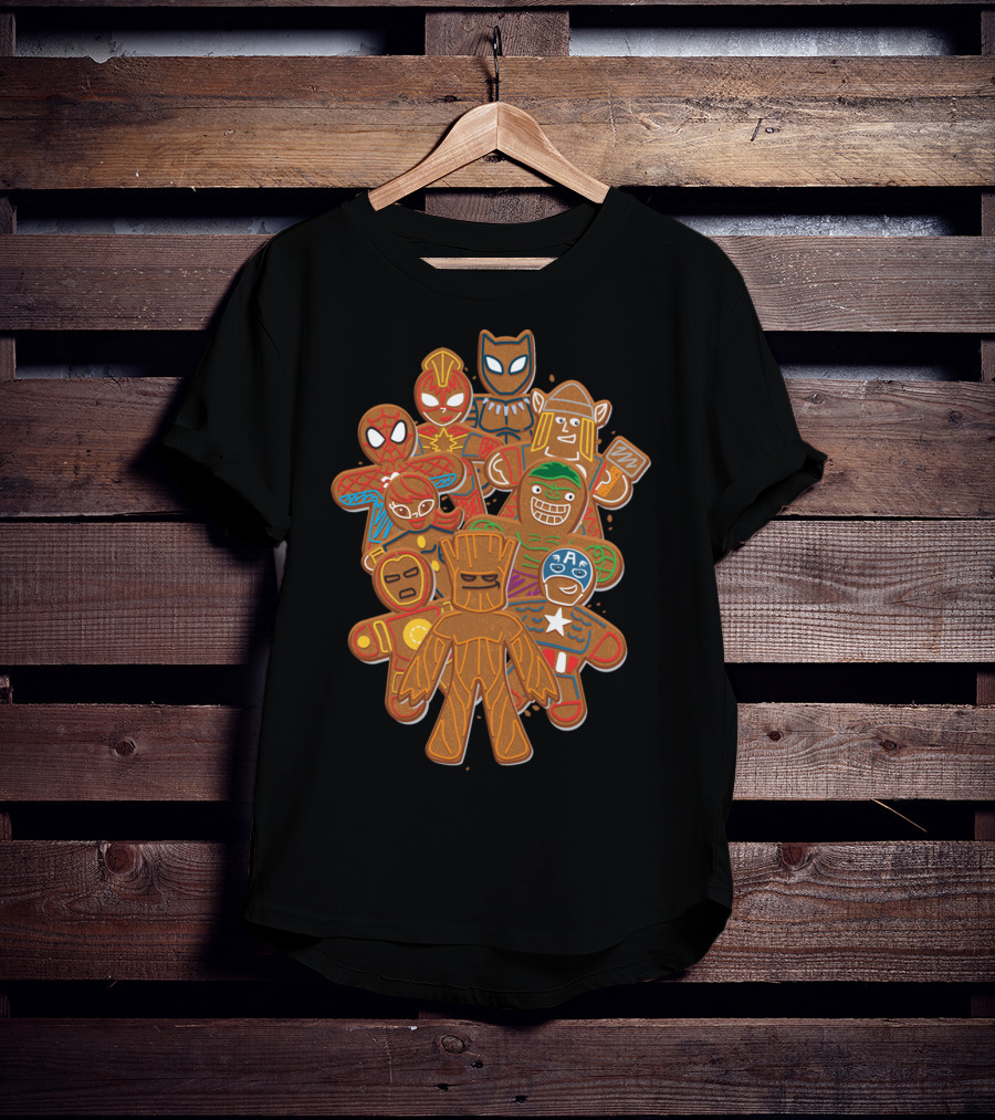 Marvel Avengers Superhero Gingerbread Cookie Cluster T-Shirt