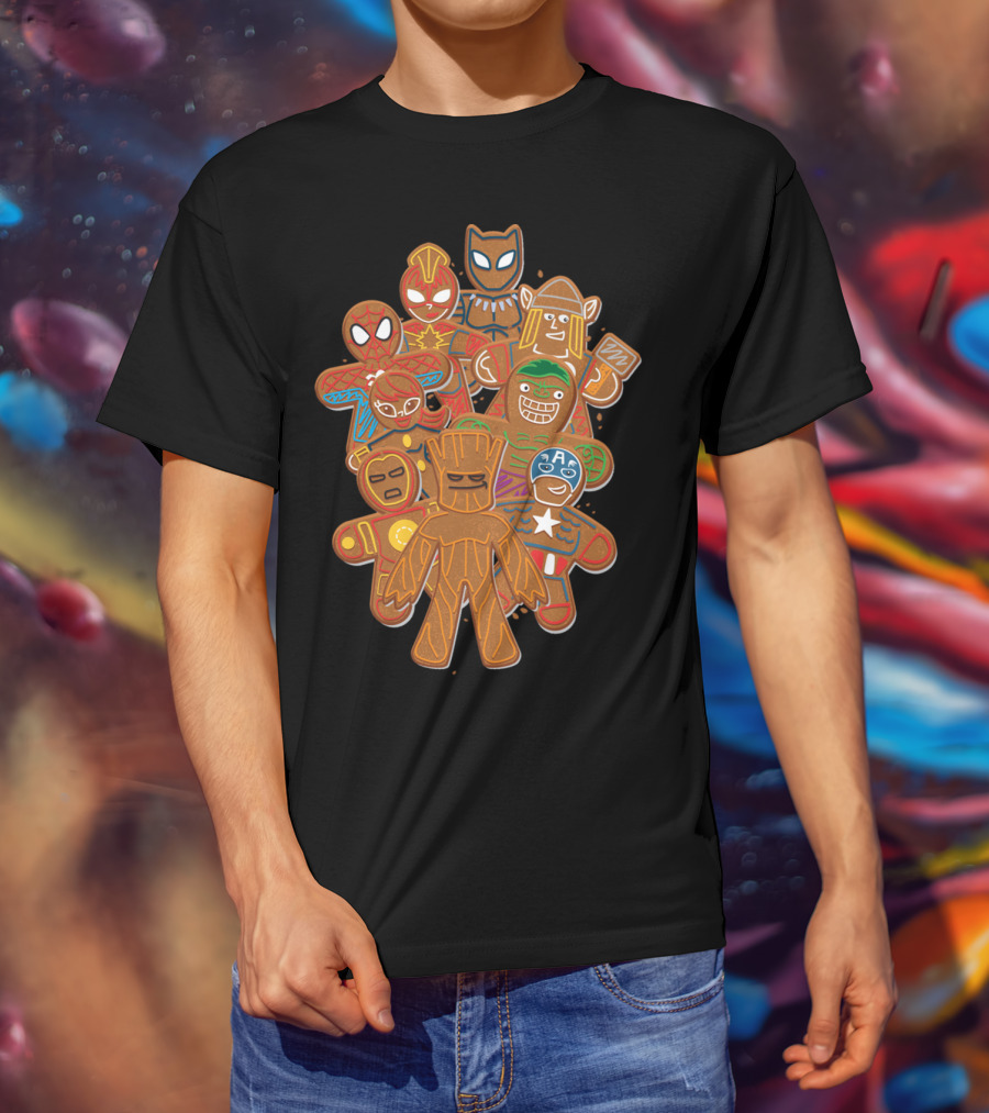 Marvel Avengers Superhero Gingerbread Cookie Cluster T-Shirt