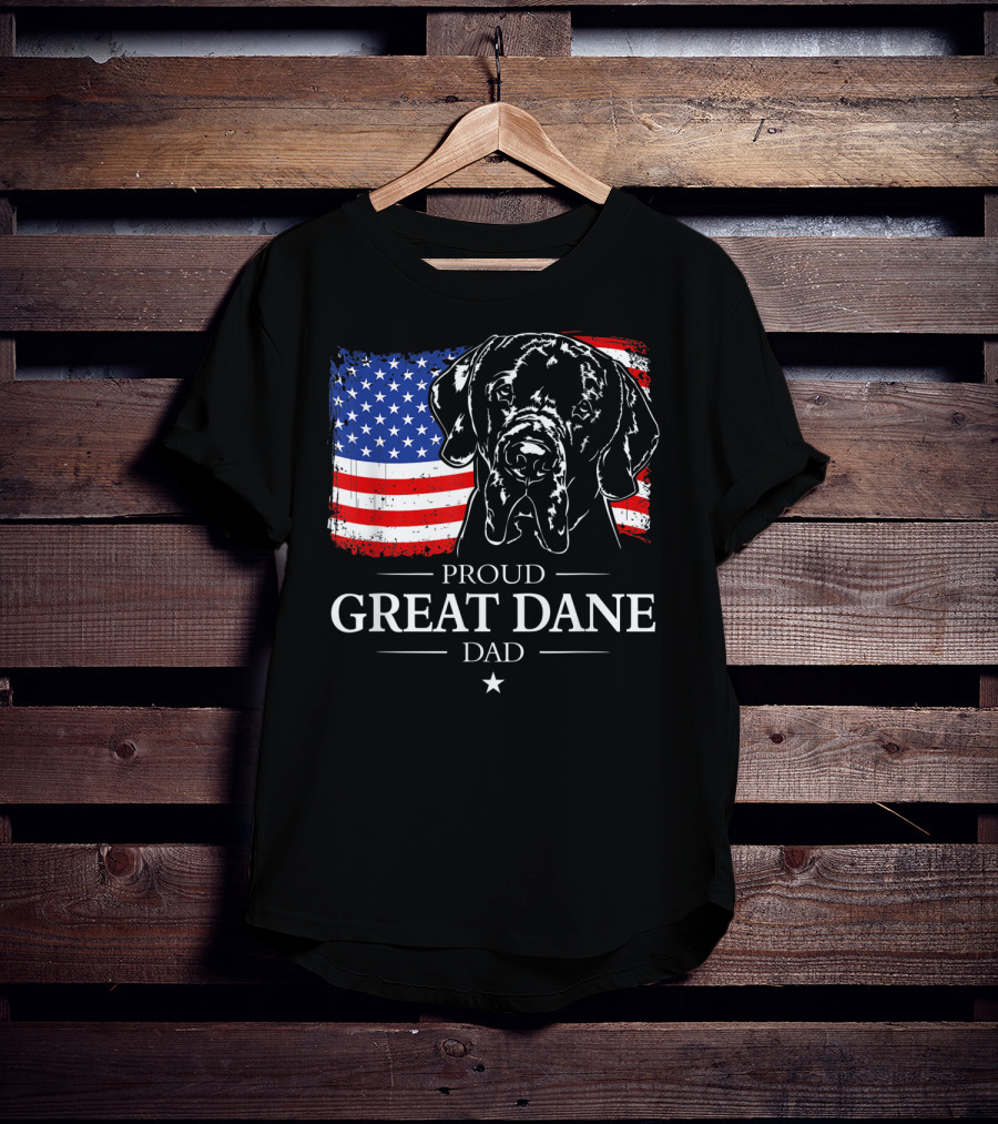 Proud Great Dane Dad With American Flag T-Shirt