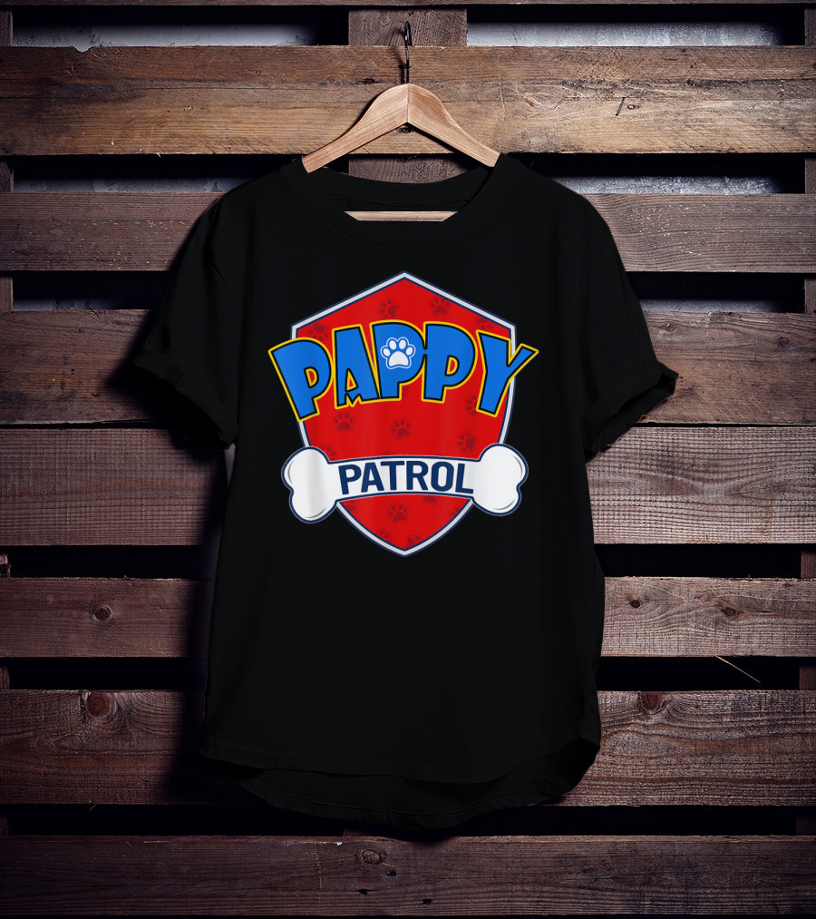 Pappy Patrol Paw Shield With Bone Badge T-Shirt