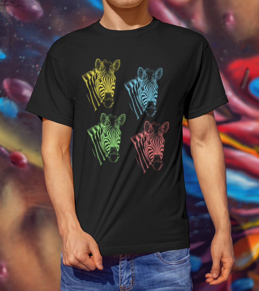Four Colorful Zebra Pop Art Portraits T-Shirt