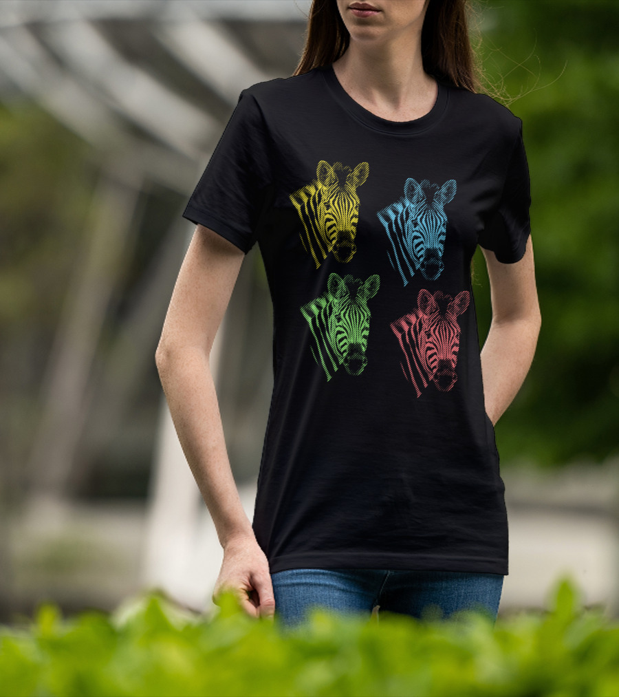 Four Colorful Zebra Pop Art Portraits T-Shirt
