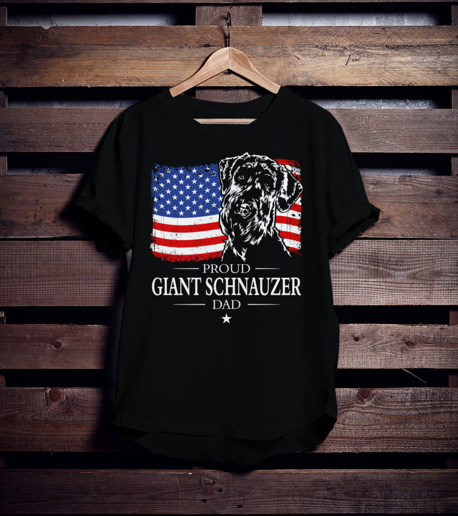 Proud Giant Schnauzer Dad American Flag T-Shirt