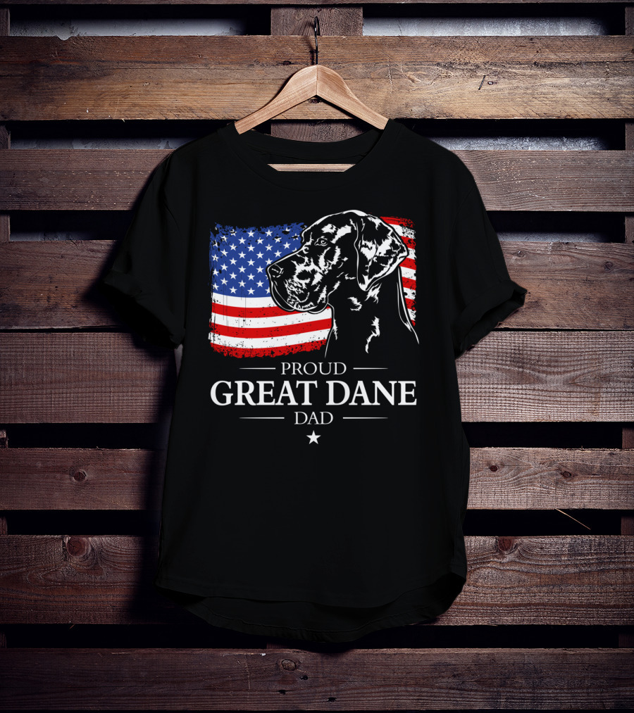 Proud Great Dane Dad American Flag Patriotic T-Shirt