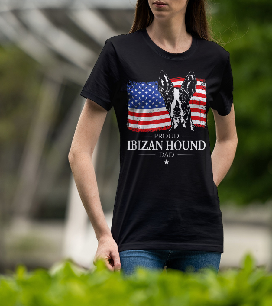 Proud Ibizan Hound Dad American Flag T-Shirt