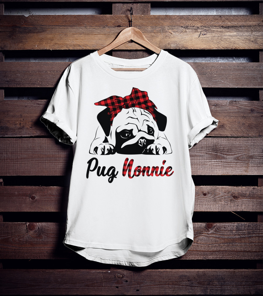 Pug Nonnie Buffalo Check Puppy T-Shirt