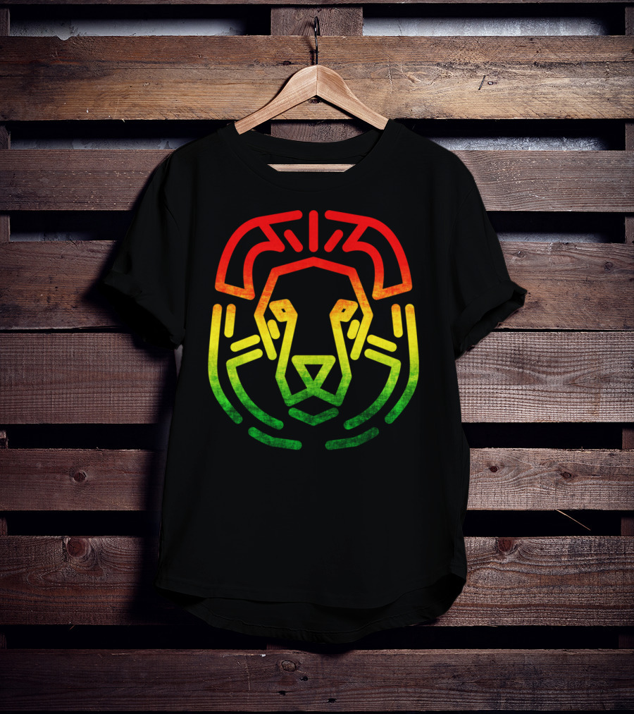 Rasta Flag Reggae Lion Jamaica Geometric T-Shirt