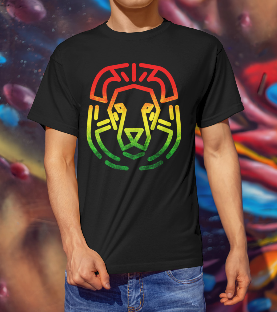 Rasta Flag Reggae Lion Jamaica Geometric T-Shirt