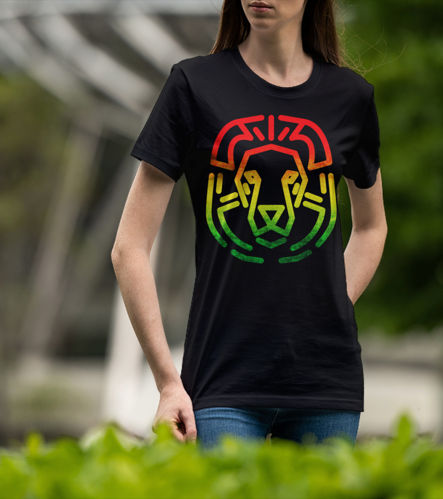 Rasta Flag Reggae Lion Jamaica Geometric T-Shirt