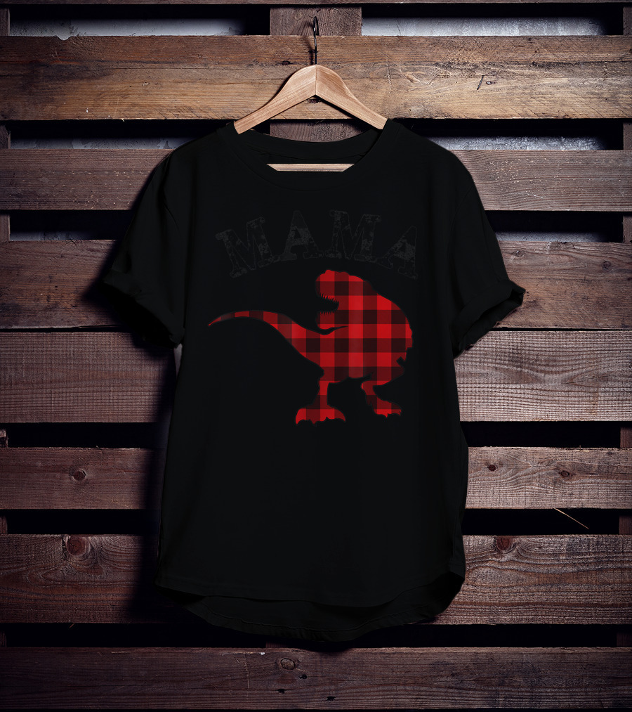 Mama Red Plaid Dinosaur T-Shirt