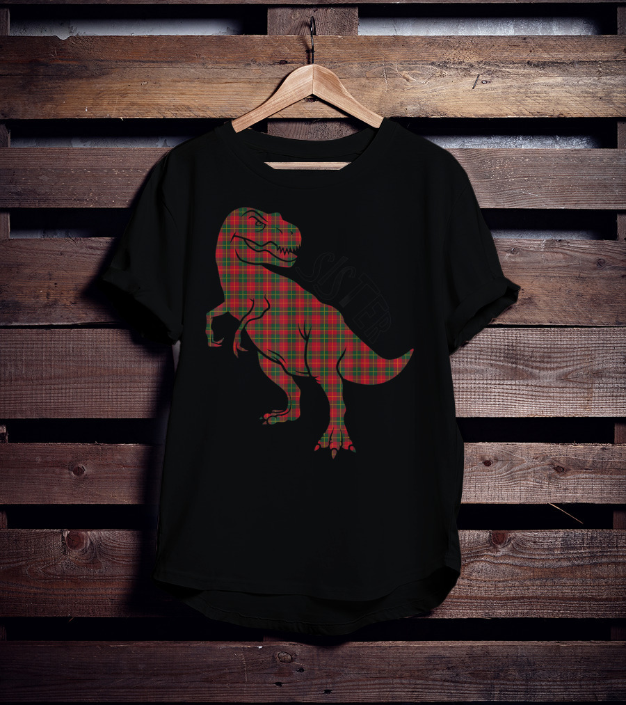 Sister Red Plaid Dinosaur T-Shirt