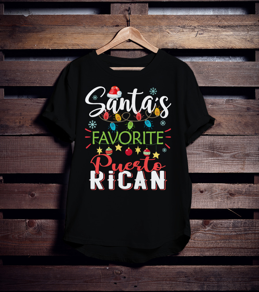 Santa's Favorite Puerto Rican Christmas Lights Festive T-Shirt