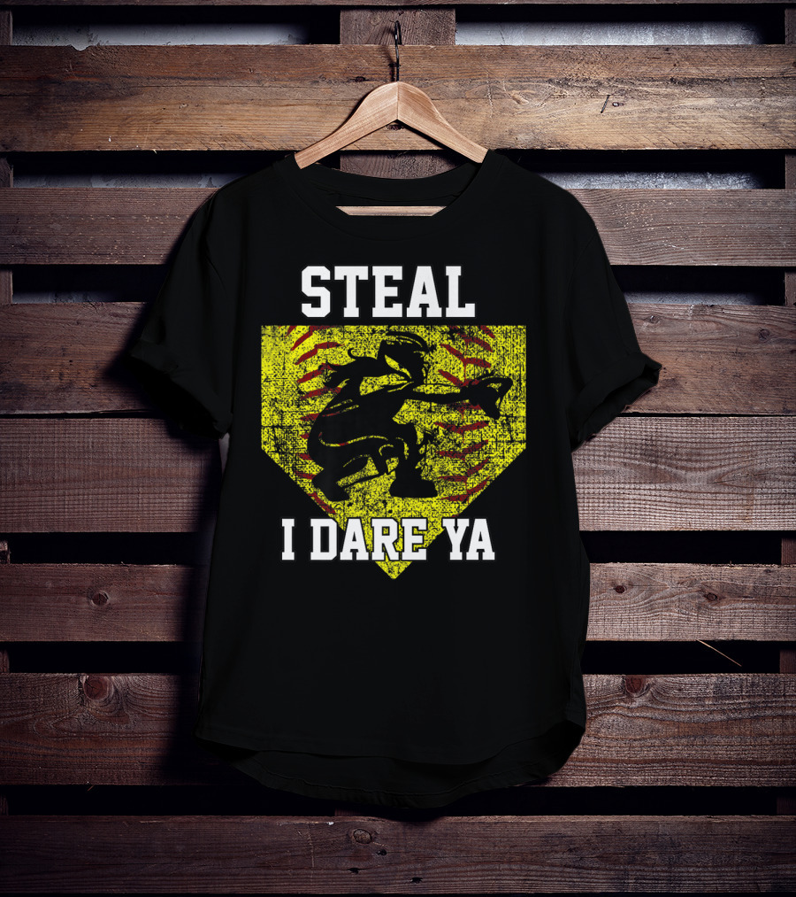 Steal I Dare Ya Softball Catcher Player T-Shirt