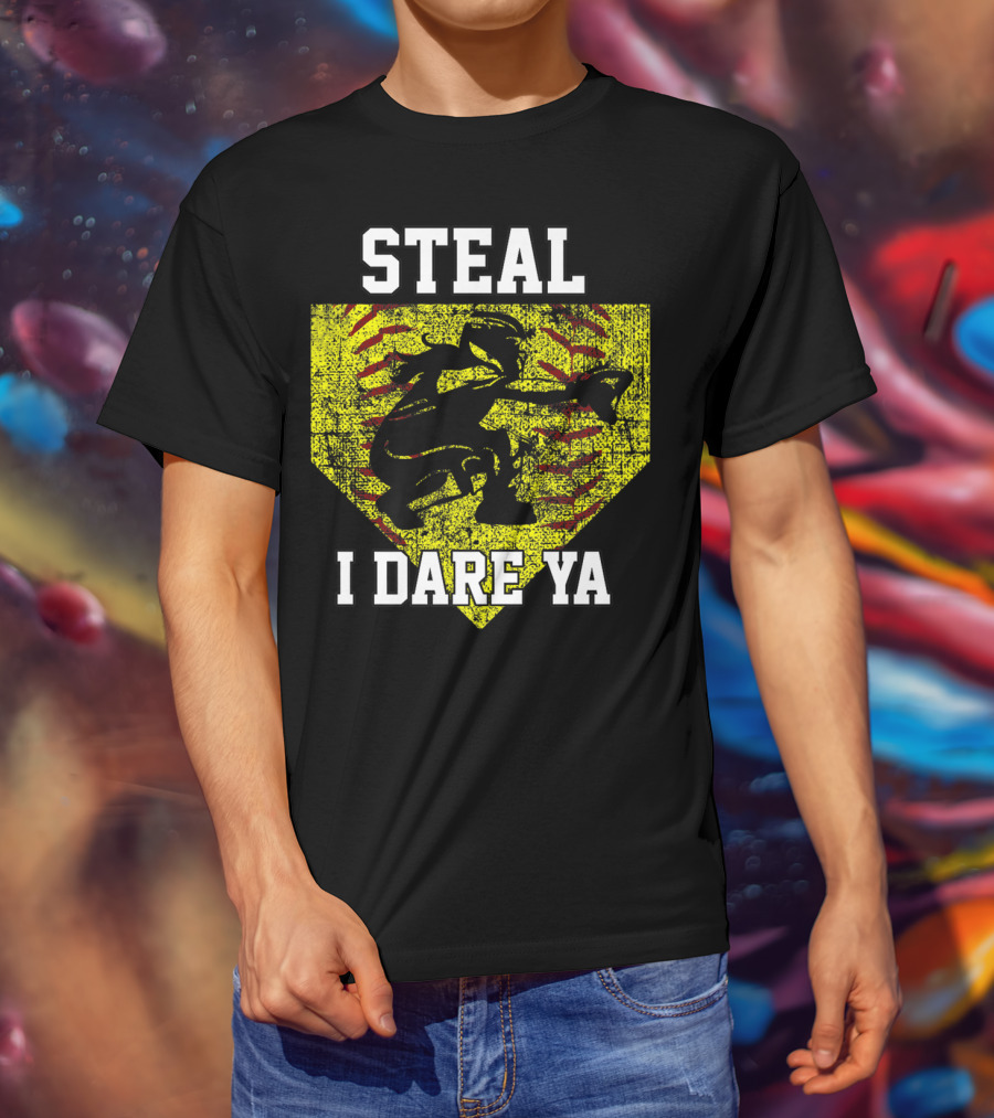 Steal I Dare Ya Softball Catcher Player T-Shirt