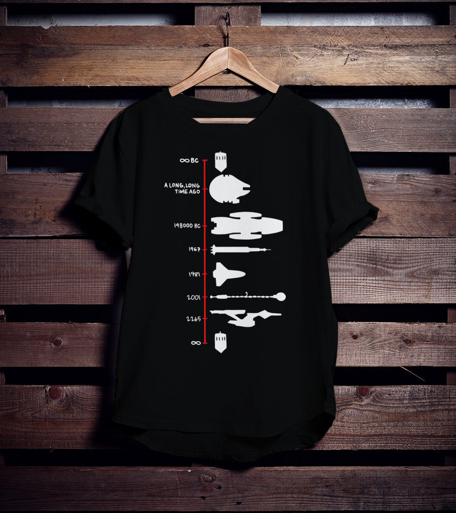 A Long, Long Time Ago Spaceship Timeline Science Fiction Rocket T-Shirt