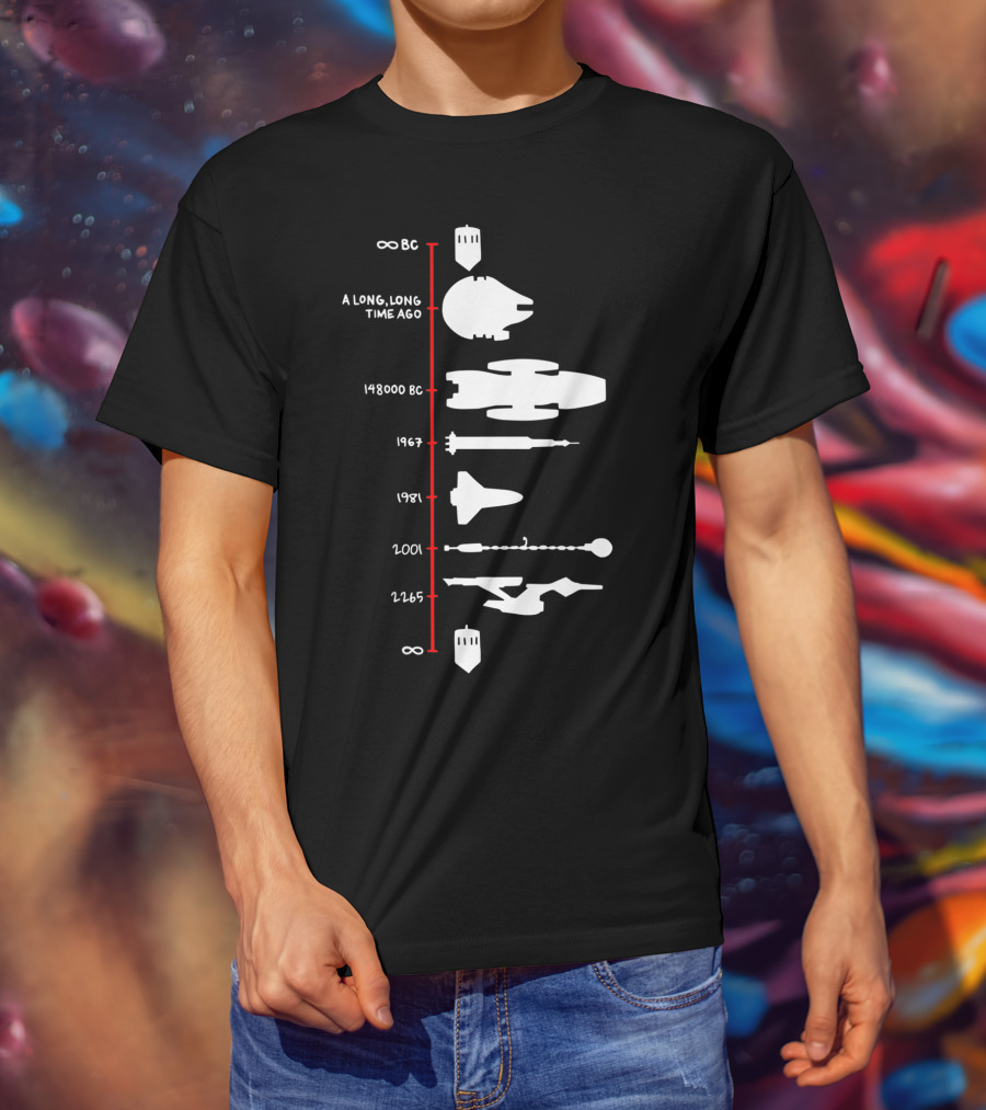 A Long, Long Time Ago Spaceship Timeline Science Fiction Rocket T-Shirt