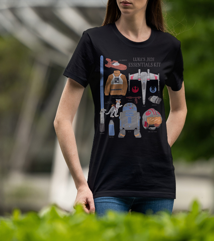 Star Wars Luke's Jedi Essentials Kit Landspeeder Rebel Flight Jacket X-Wing Starfighter Lightsaber Tauntaun Rebel Helmet R2-D2 T-Shirt