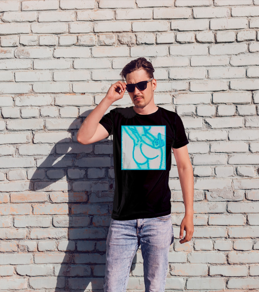 The Finger Middle Gesture Neon Outline T-Shirt