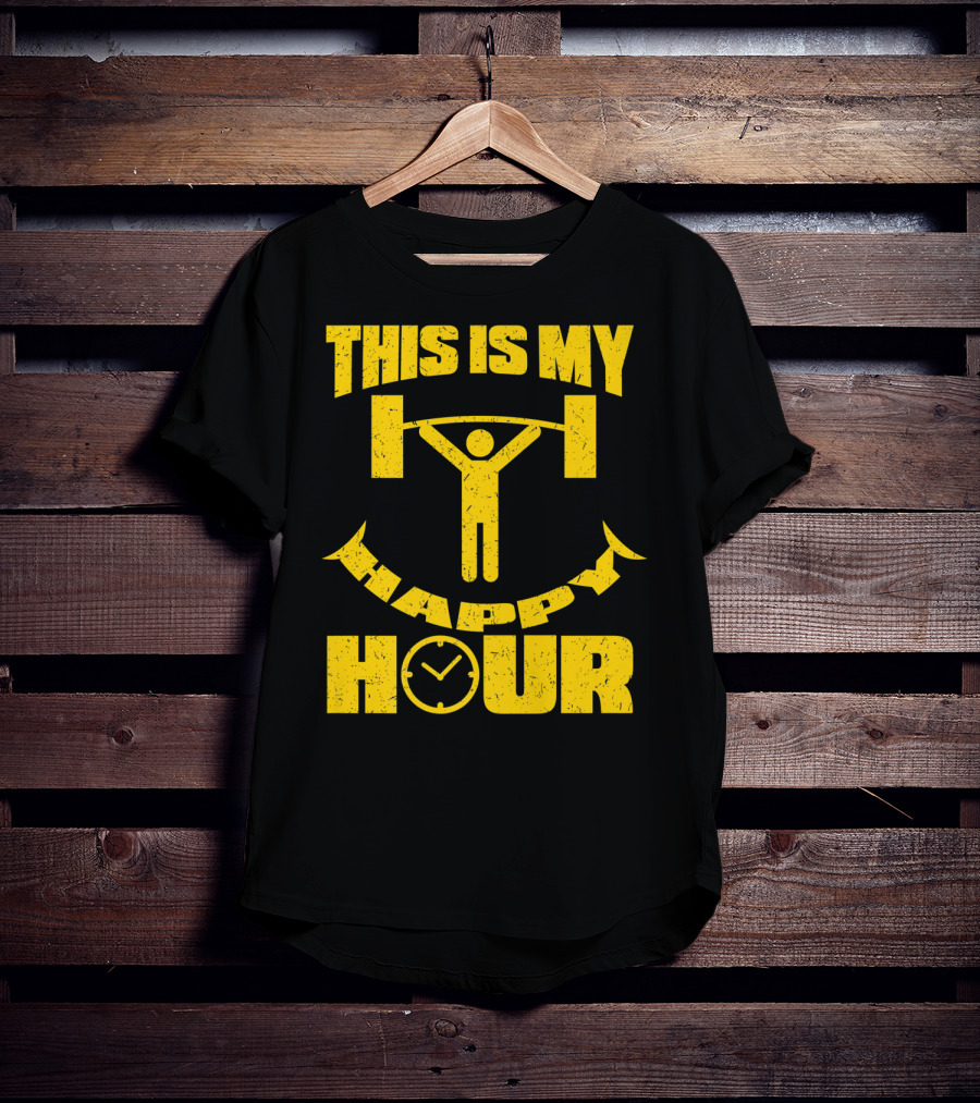 This Is My Happy Hour Weightlifting Workout Clock T-Shirt