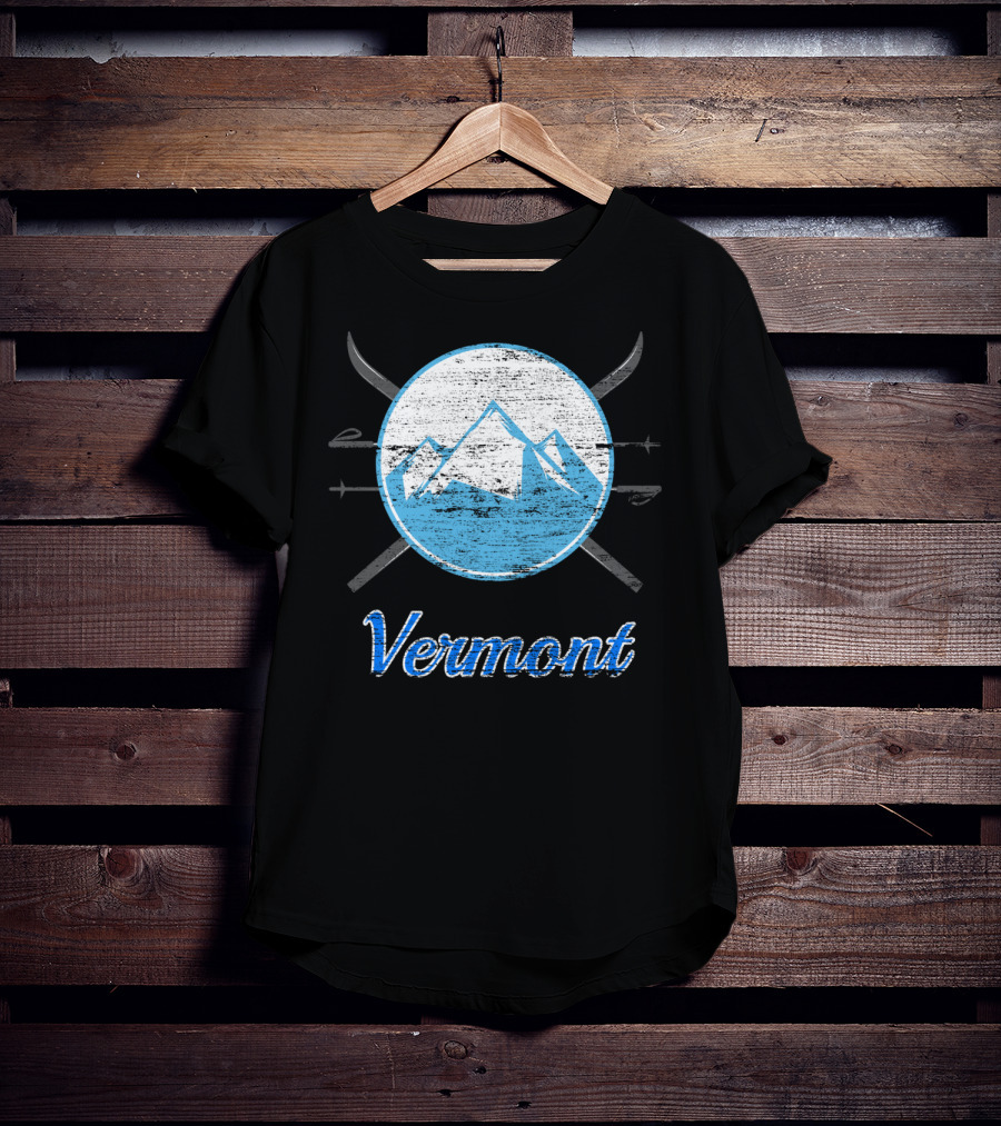 Vermont Blue Mountain Ski Crossed Skis T-Shirt