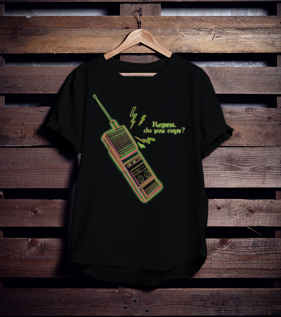 Vintage 80s Stranger Walkie Talkie Repeat Do You Copy T-Shirt